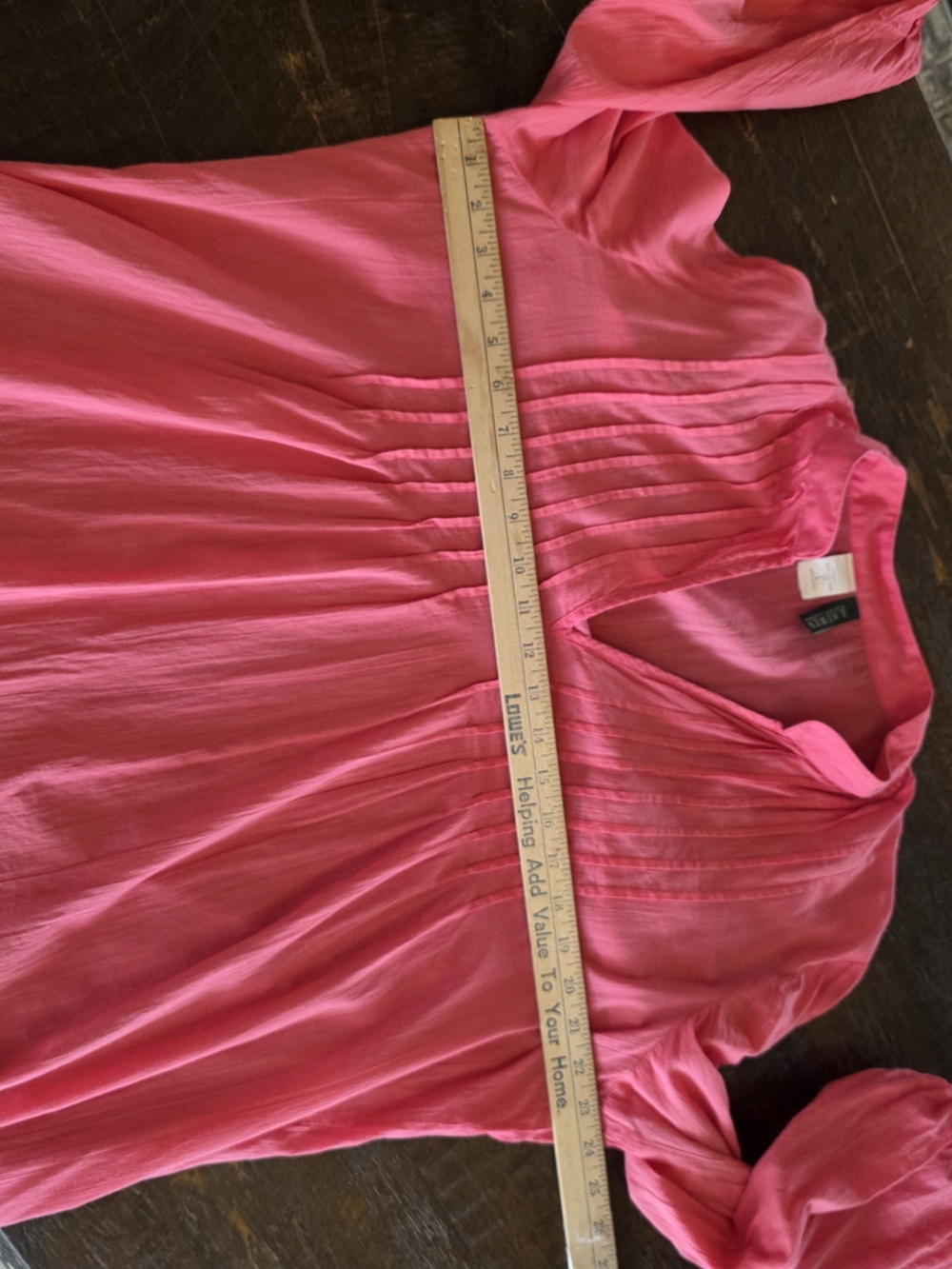 Lauren Ralph Lauren Pink 100% Cotton Pintuck Tunic Dress Size L - Picture 3 of 8